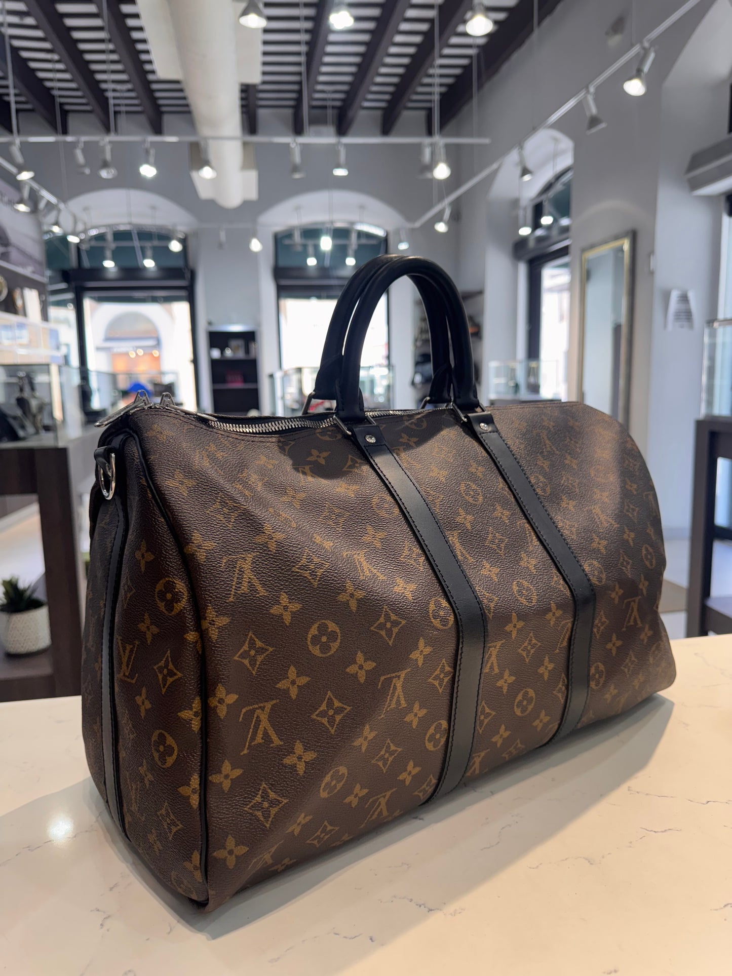 Louis Vuitton Monogram Macassar Keepall Bandouliere 45