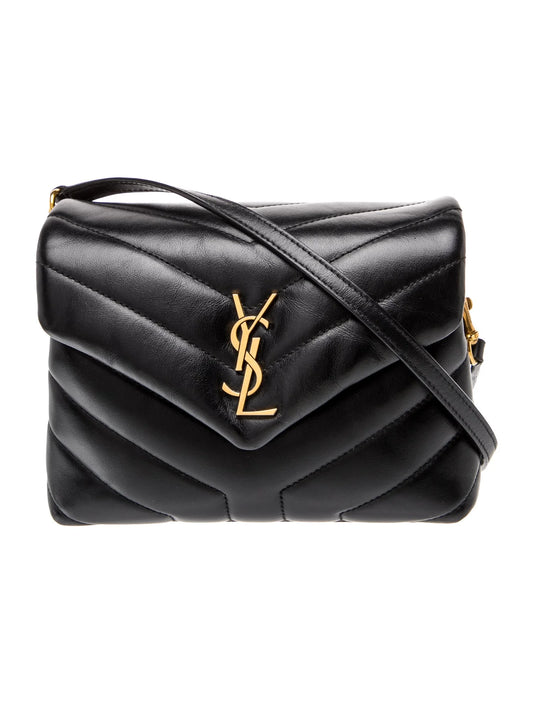 Pre-Owned YSL Black Quilted Mini Loulou Gold Hardware