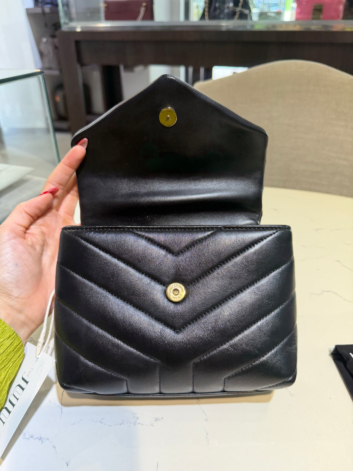 Pre-Owned YSL Black Quilted Mini Loulou Gold Hardware