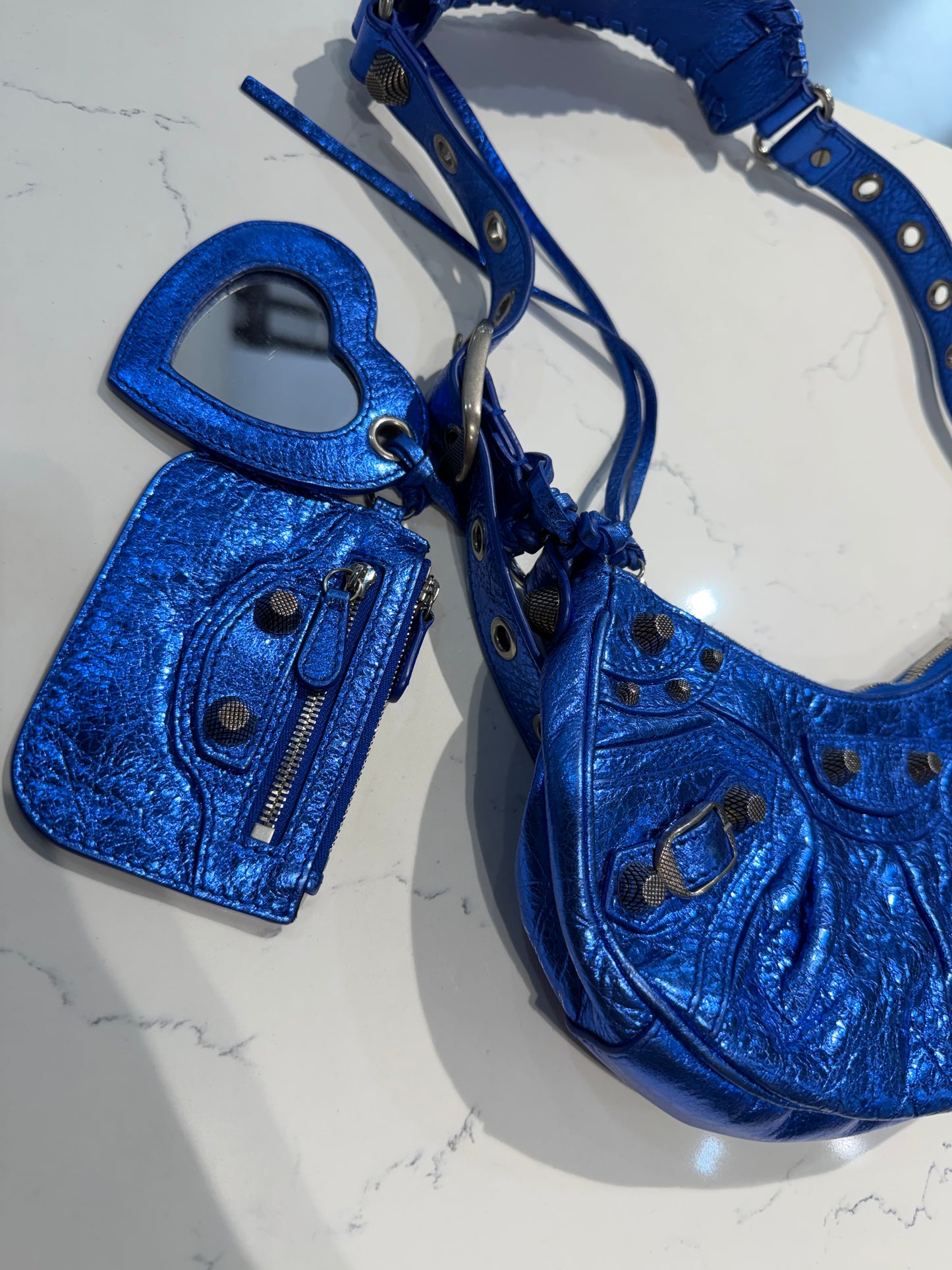 Balenciaga Le Cagole XS Blue Metallic