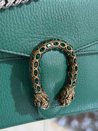 Pre-Owned GG Mini Dionysus Emerald Green Crystals Shoulder Bag