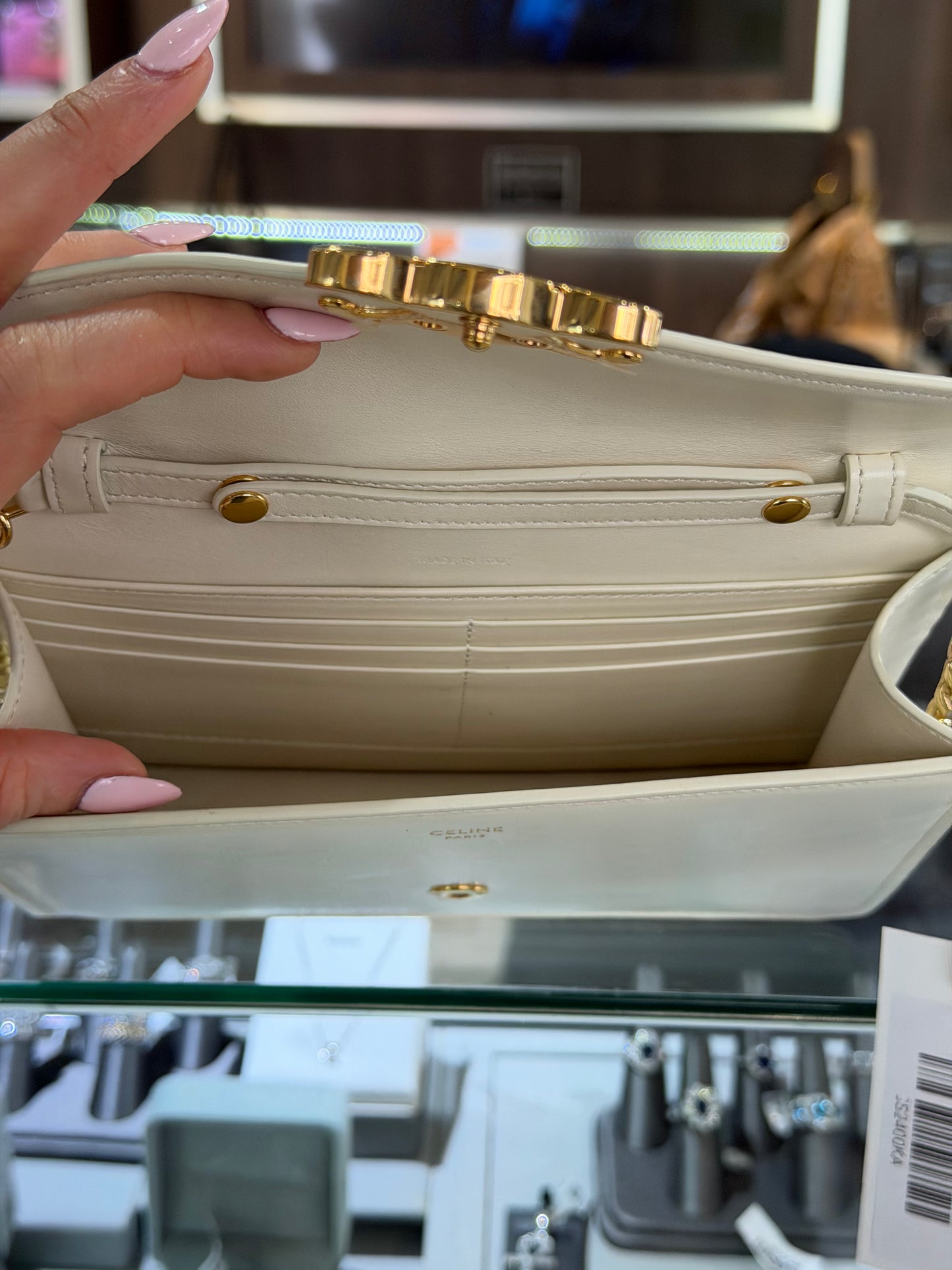 Pre-Owned Wallet On Chain Margo In Shiny Calfskin Gold Hardware