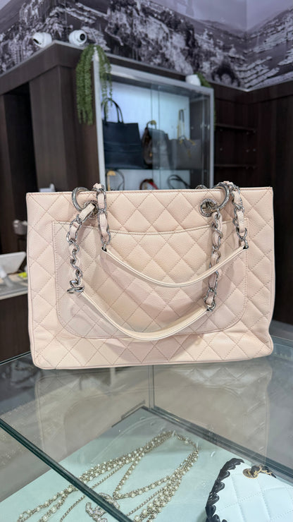 Pre-Owned CC Caviar Shopping Tote Light Pink Silver Hardware