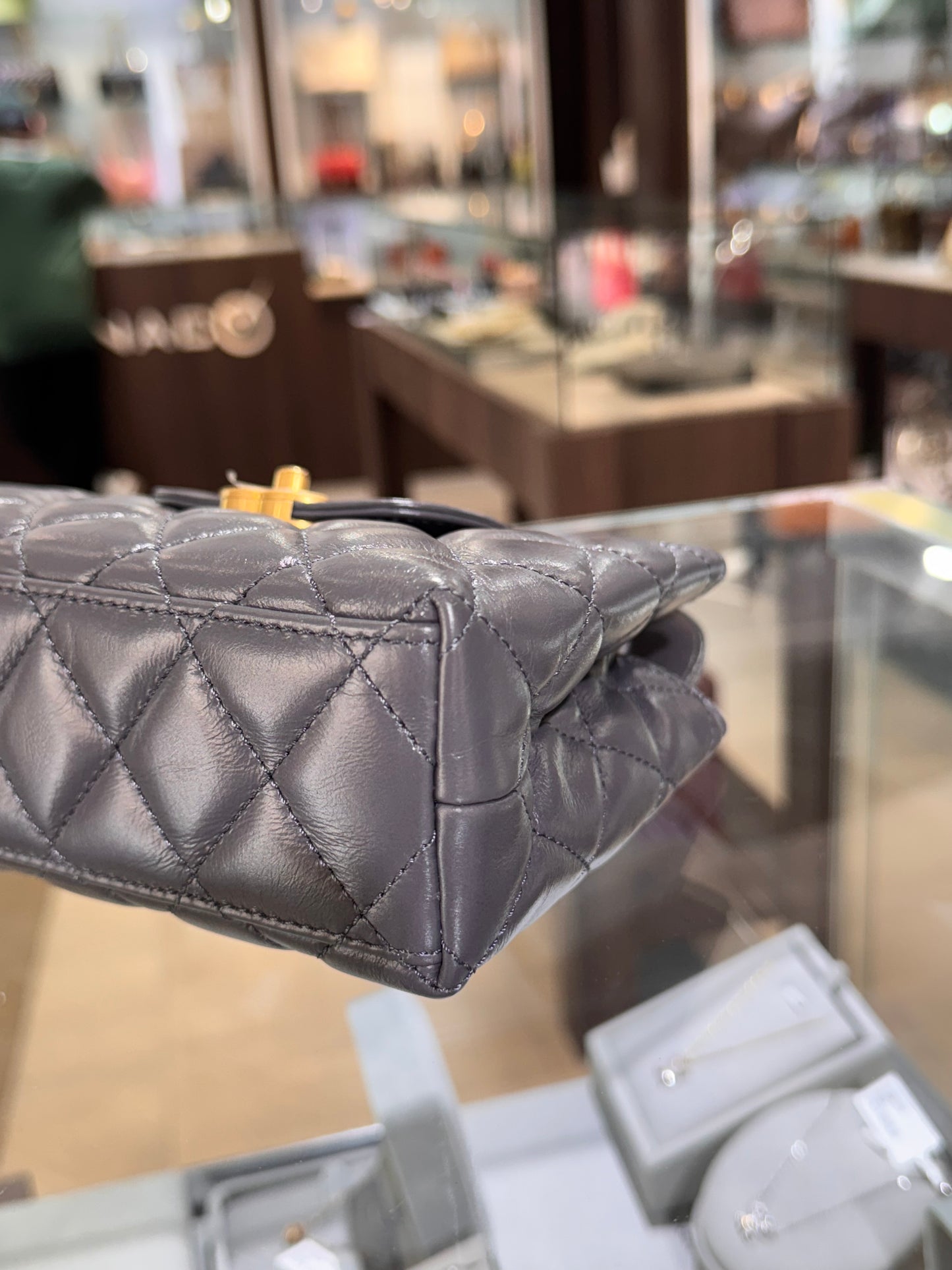 Chanel Nano Kelly Grey Calfskin