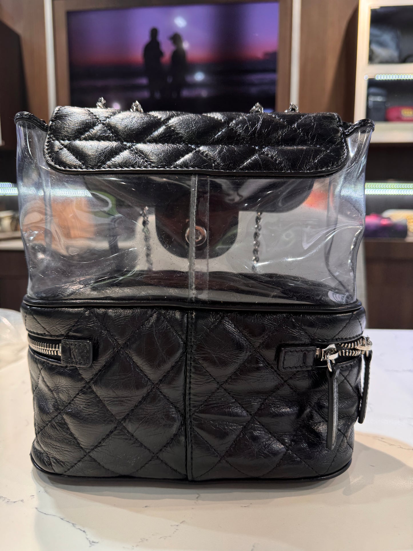 Chanel Black Calfskin PVC Vanity Bag