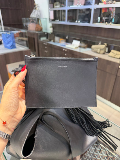 Pre-Owned YSL Black Large Fringe Shopping Tote