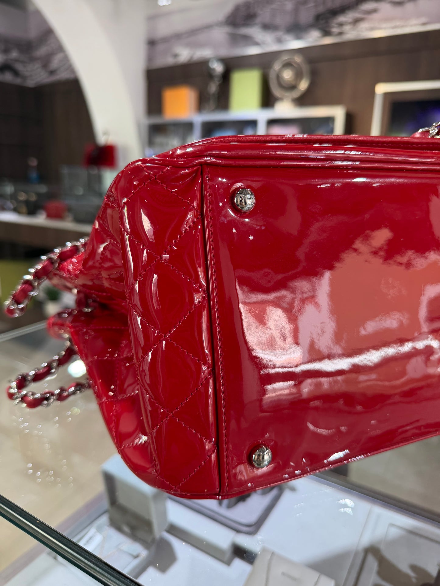 Pre-Owned CC Red Patent Lipstick  Flap