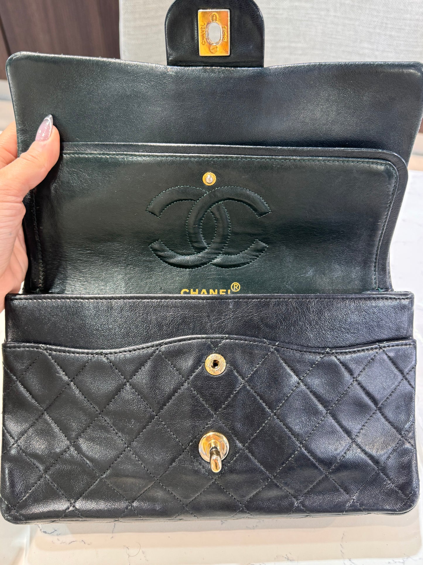 Vintage Chanel Classic Double Flap 24k Gold Plated