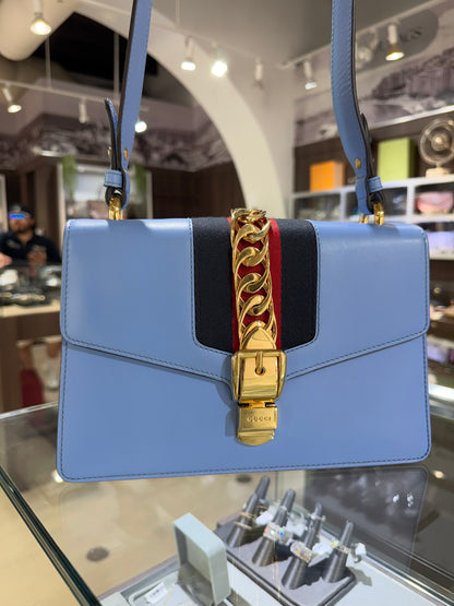 Pre-Owned GG Blue Sylvie Shoulder Bag