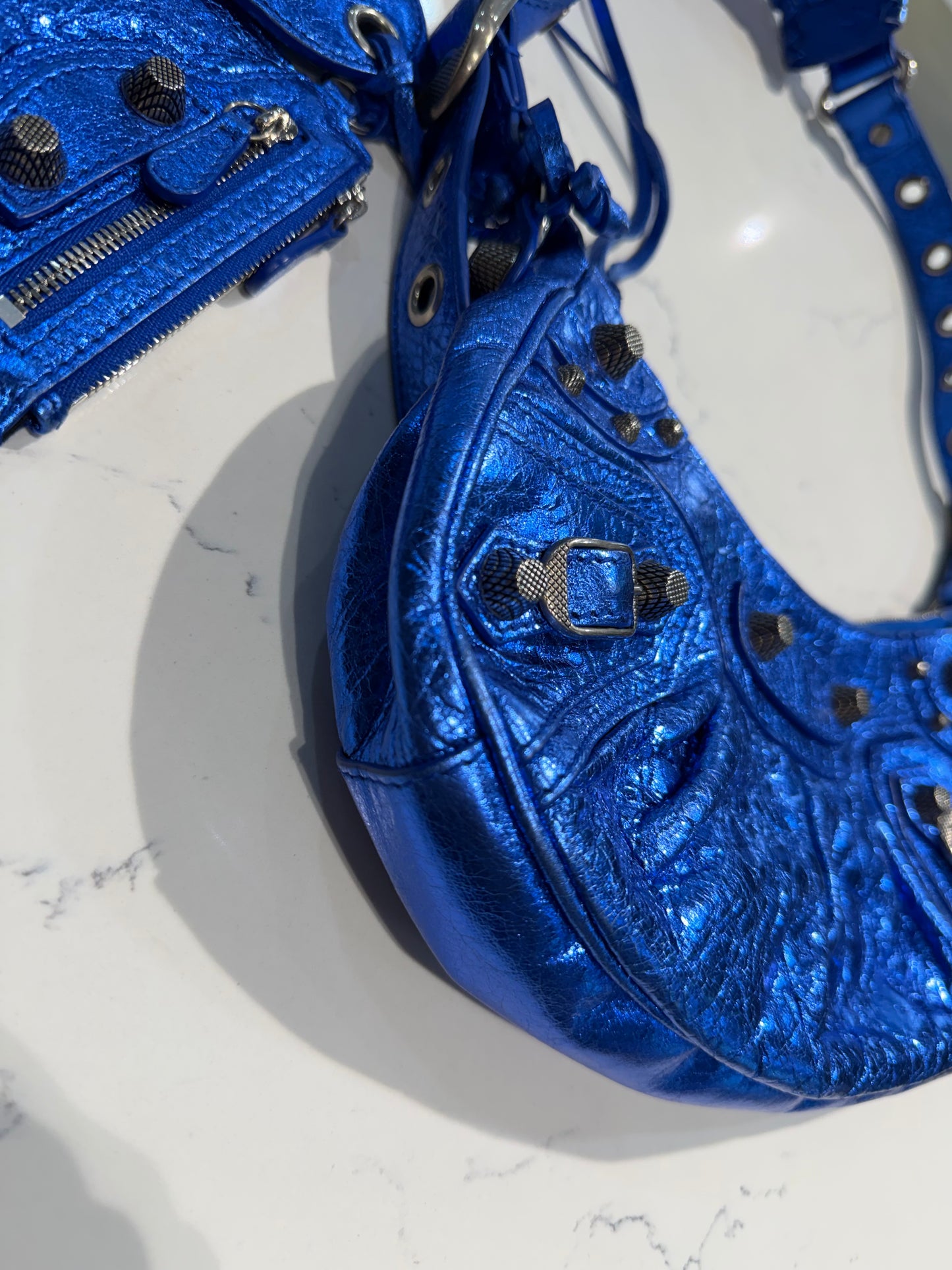 Balenciaga Le Cagole XS Blue Metallic