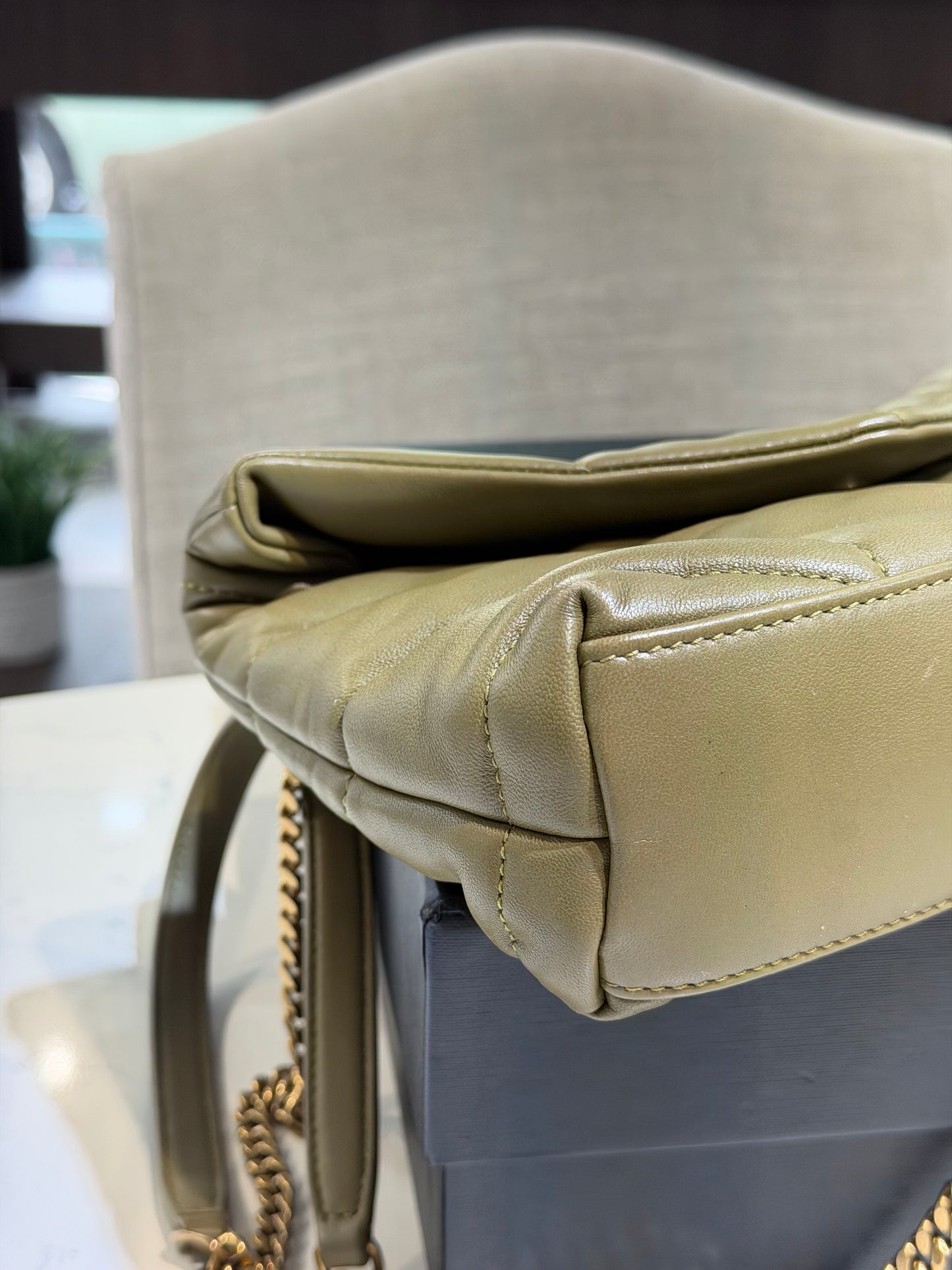 Pre-Owned YSL Toy Puffer Olive Green Nappa Leather