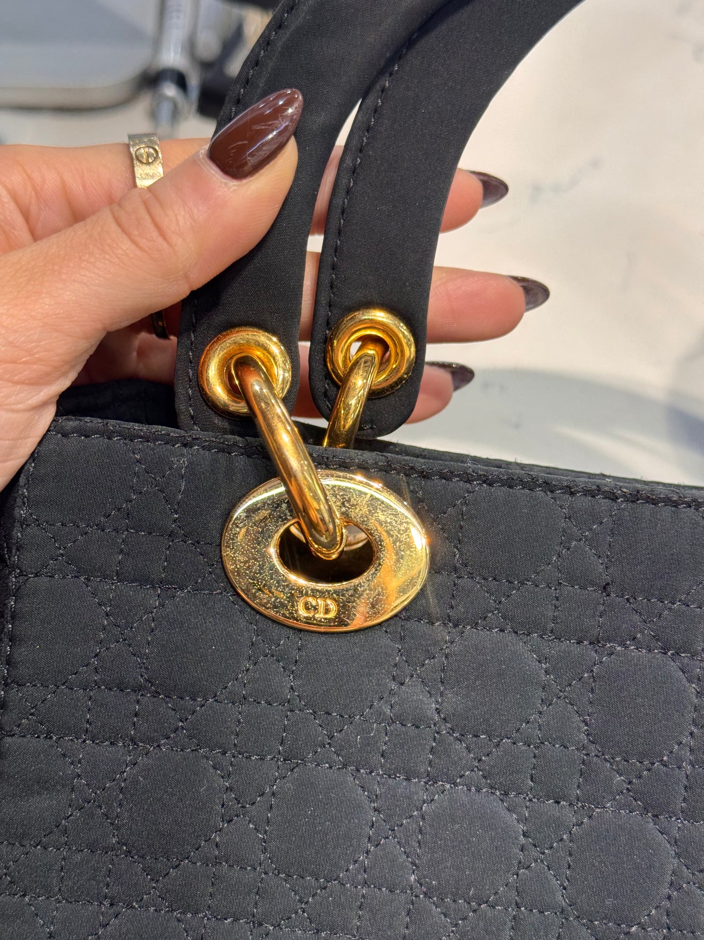 Christian Dior Medium Black Nylon Lady Dior