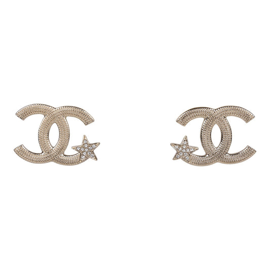 Like New CC Star Stud Earrings Light Gold Hardware
