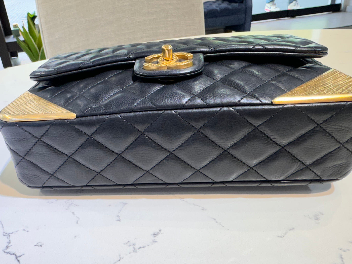 Chanel Calfskin Quilted Rock The Corner Flap Black