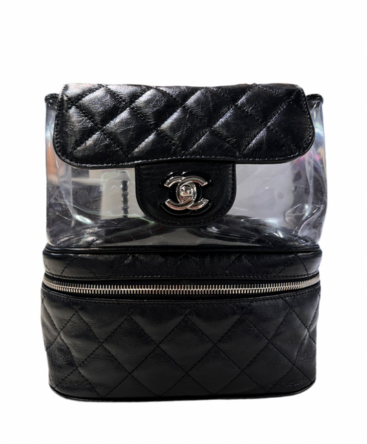 Chanel Black Calfskin PVC Vanity Bag