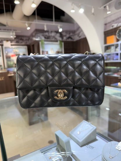 Chanel Mini Rectangular Black Lambskin