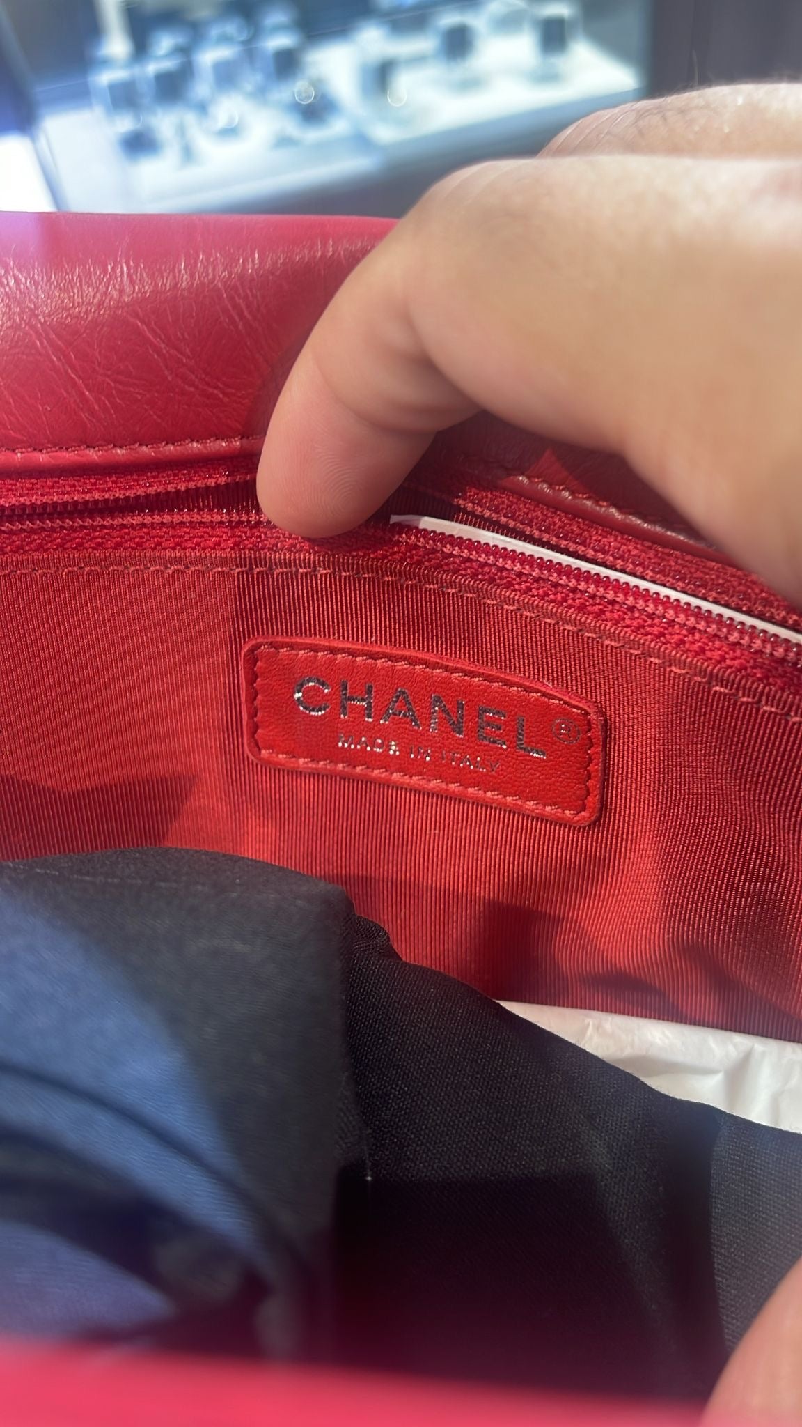 Chanel Crumpled Calfskin Medium Chain All Round Red