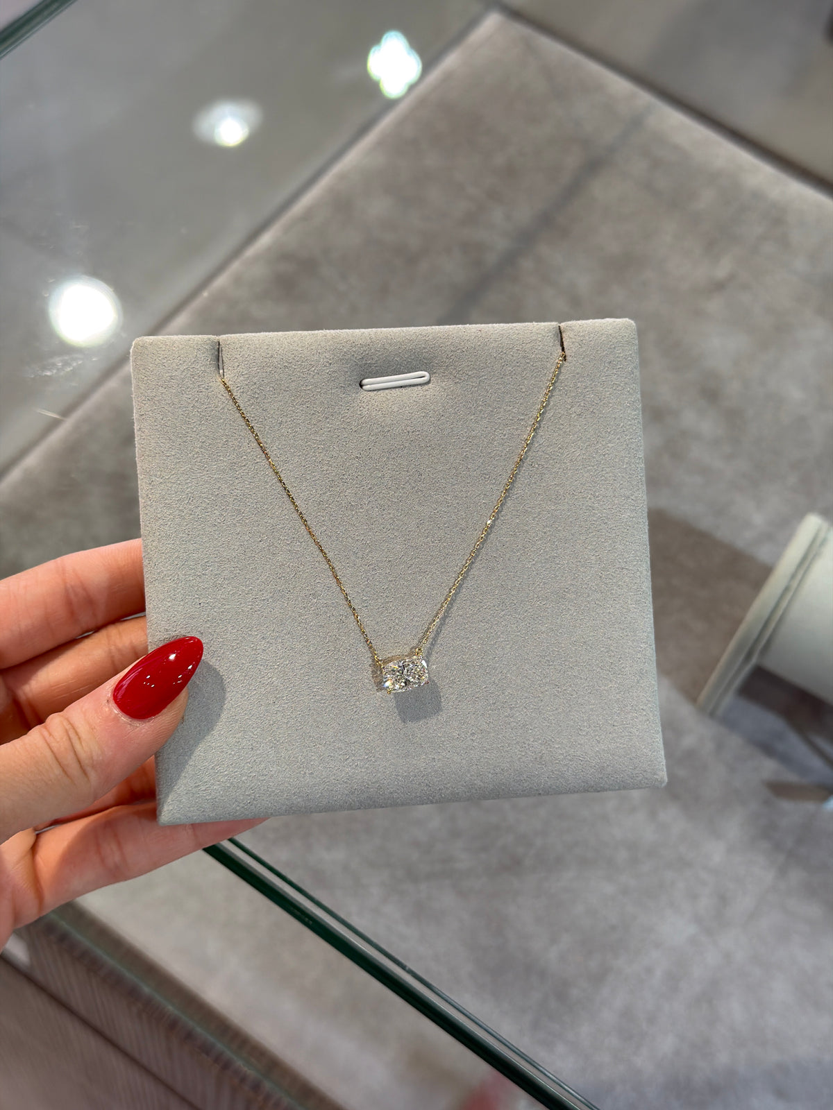 2.08ct Cushion Lab 14k Yellow Gold Necklace