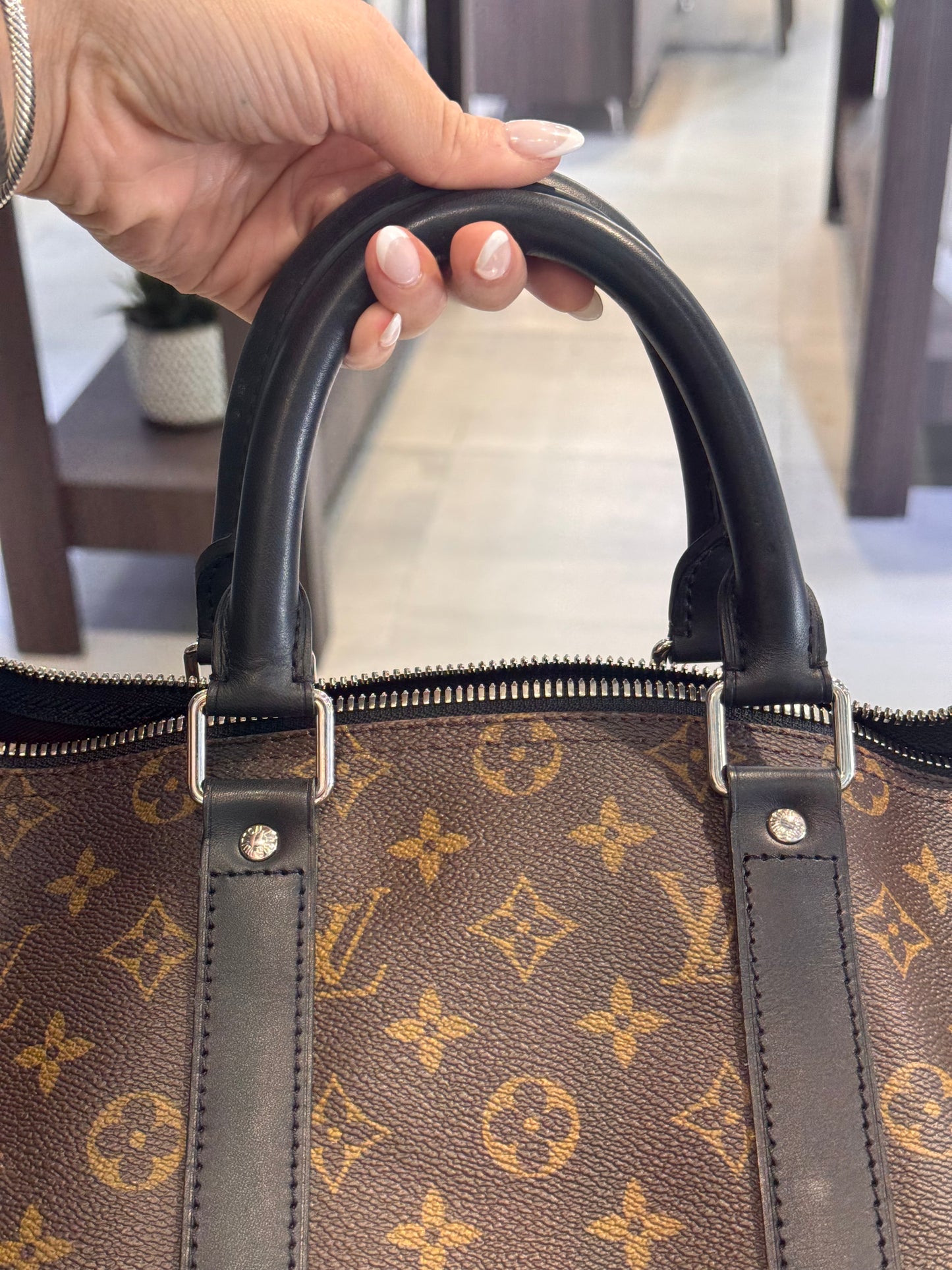 Louis Vuitton Monogram Macassar Keepall Bandouliere 45