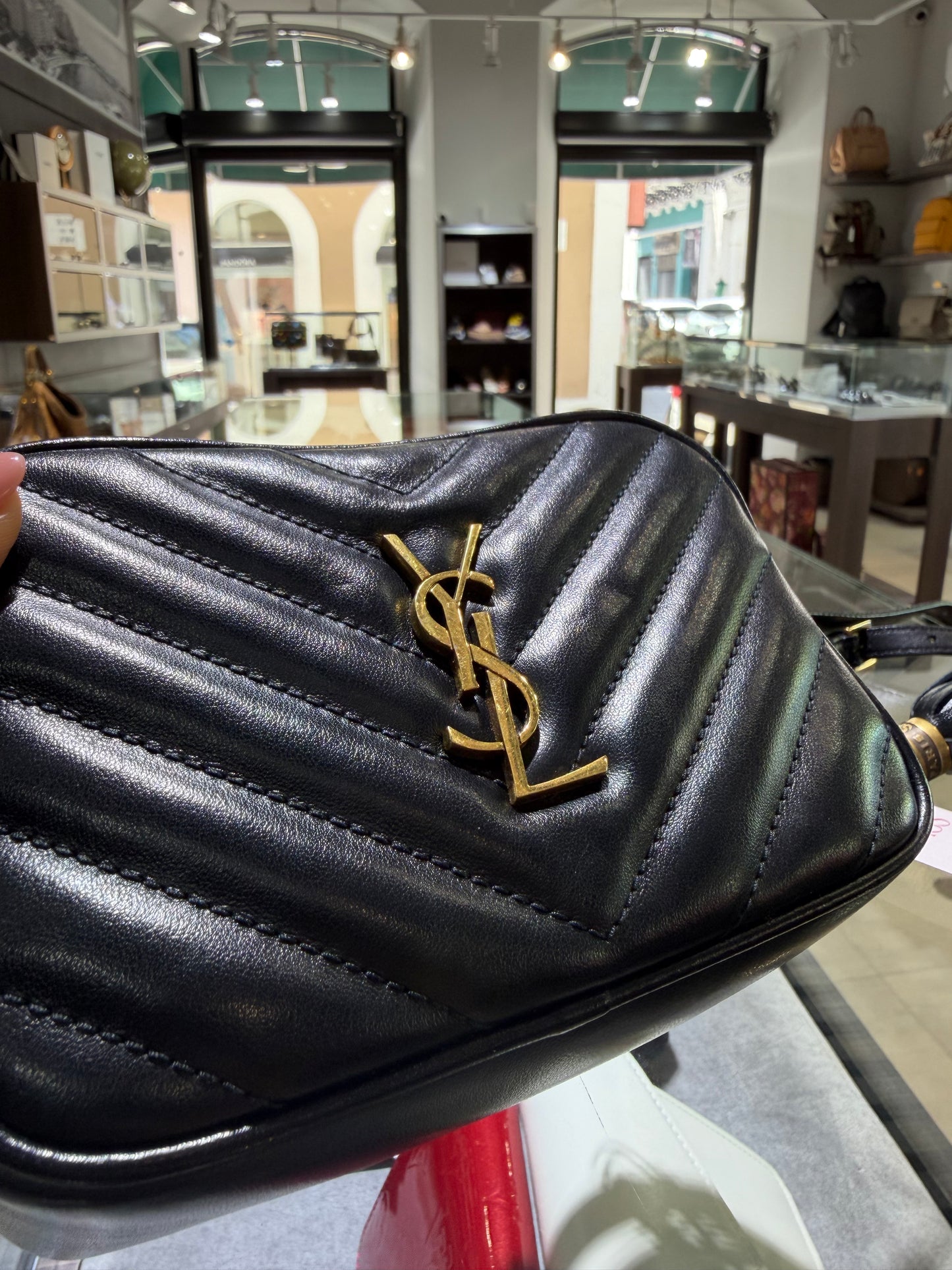 Pre-Owned YSL Lou Black Belt Bag