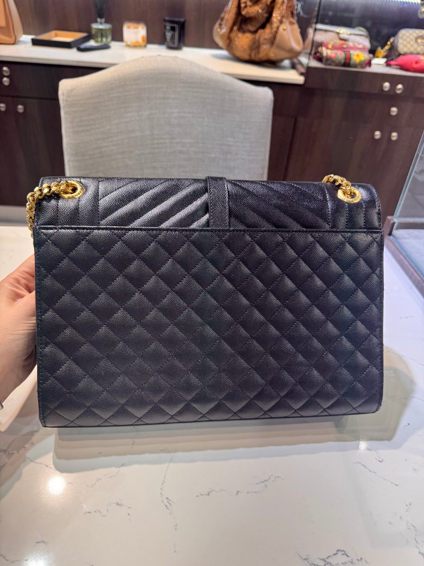 Pre-Owned Saint Laurent Large Envelope Black GHW