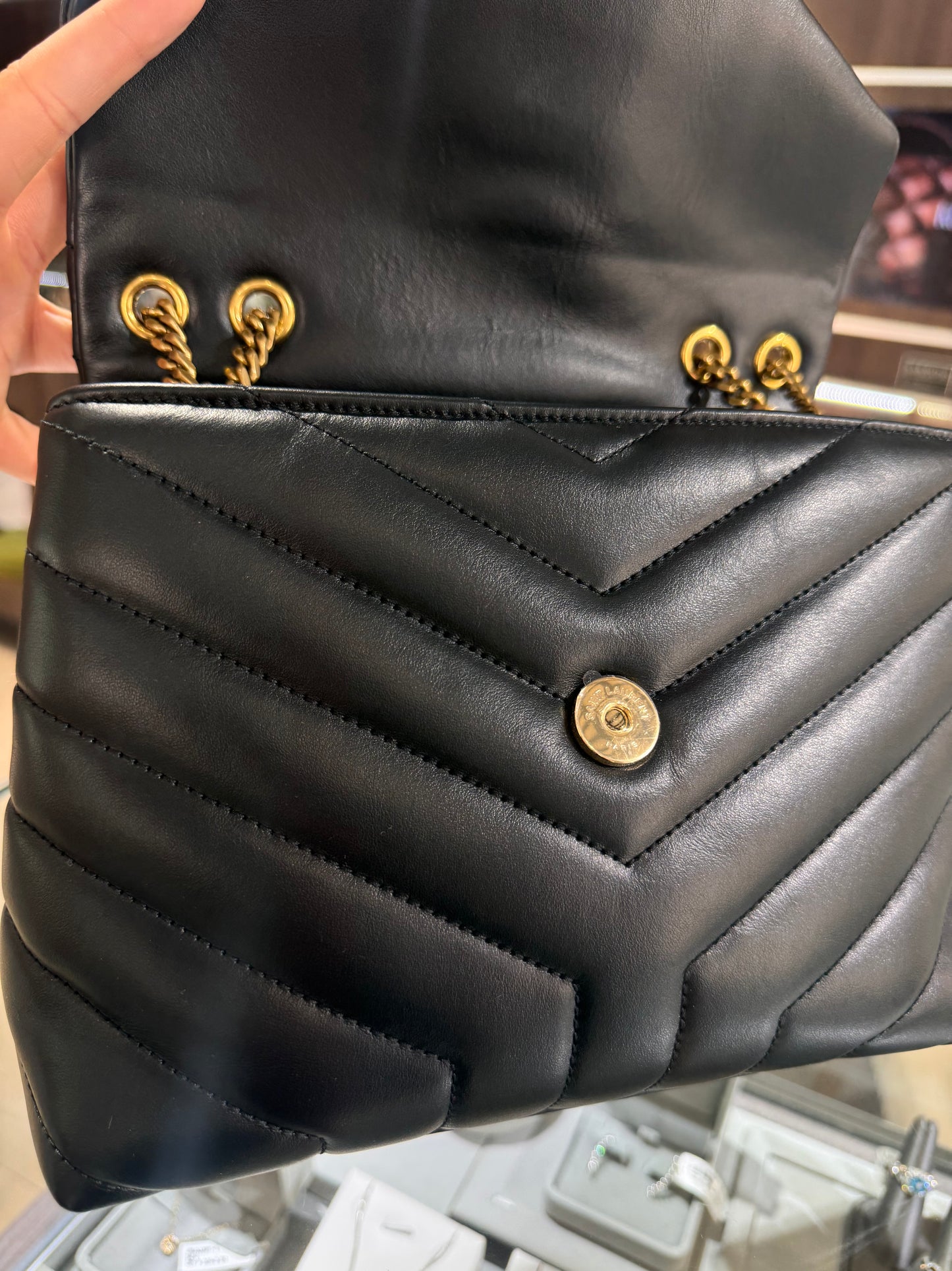 Saint Laurent Small Loulou Chain Satchel Black