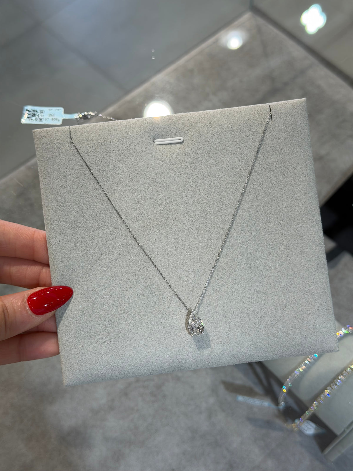 2.05ct Pear Lab 14k White Gold Necklace