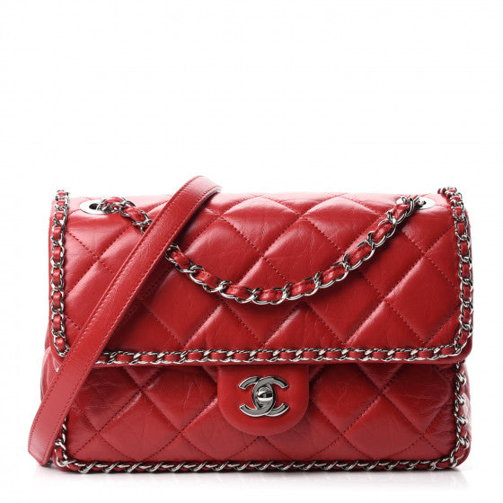 Chanel Crumpled Calfskin Medium Chain All Round Red