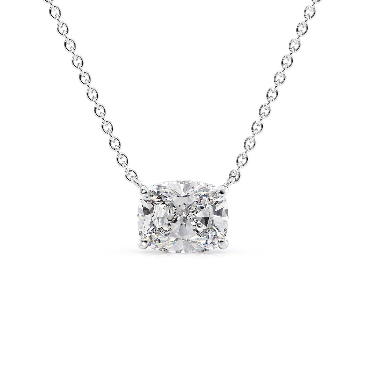 2.01ct Cushion Lab 14k White Gold Necklace