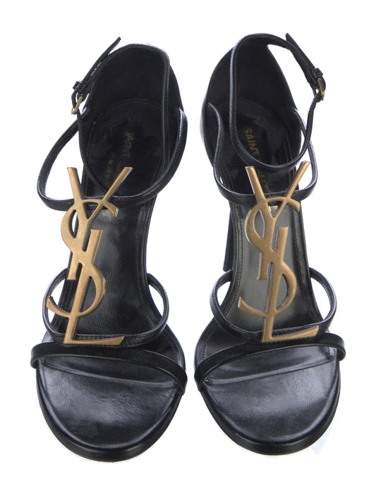 Pre-Owned YSL Black Cassandra Ankle Strap Sandals Size 41