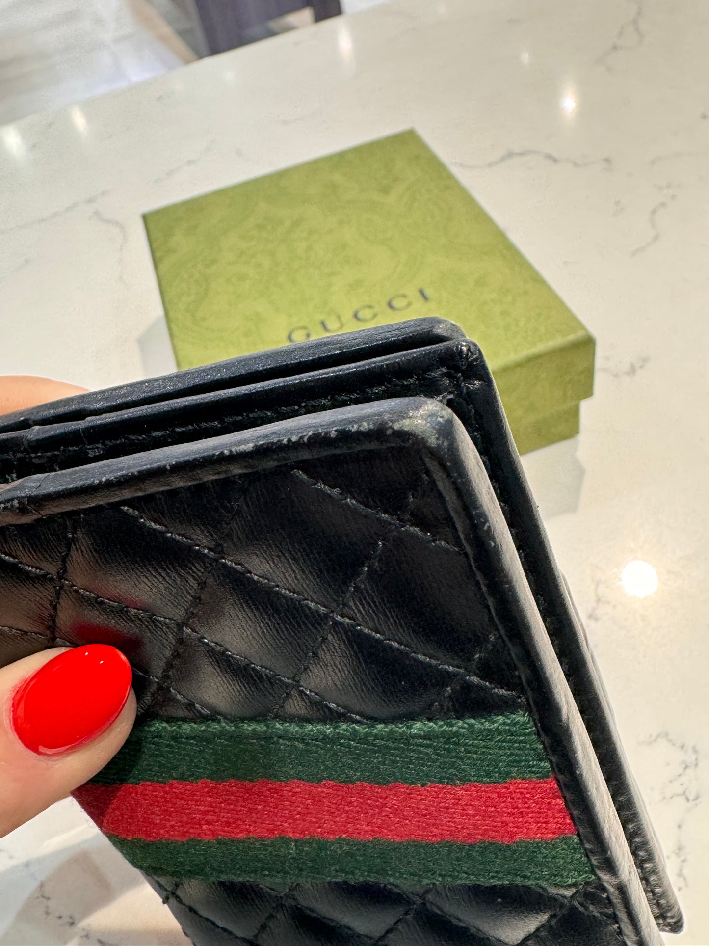 Gucci Web Accent Leather Wallet