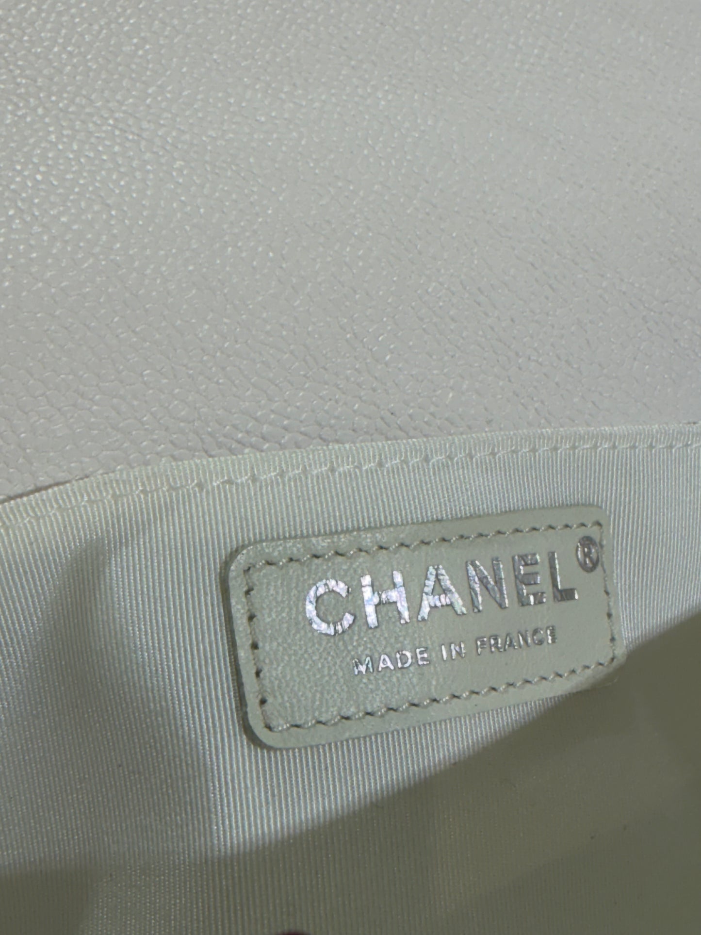 Chanel White Caviar Boy Bag