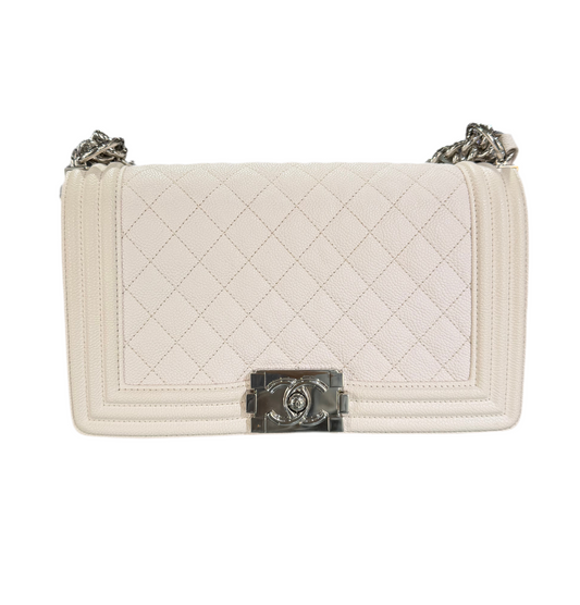 Chanel White Caviar Boy Bag