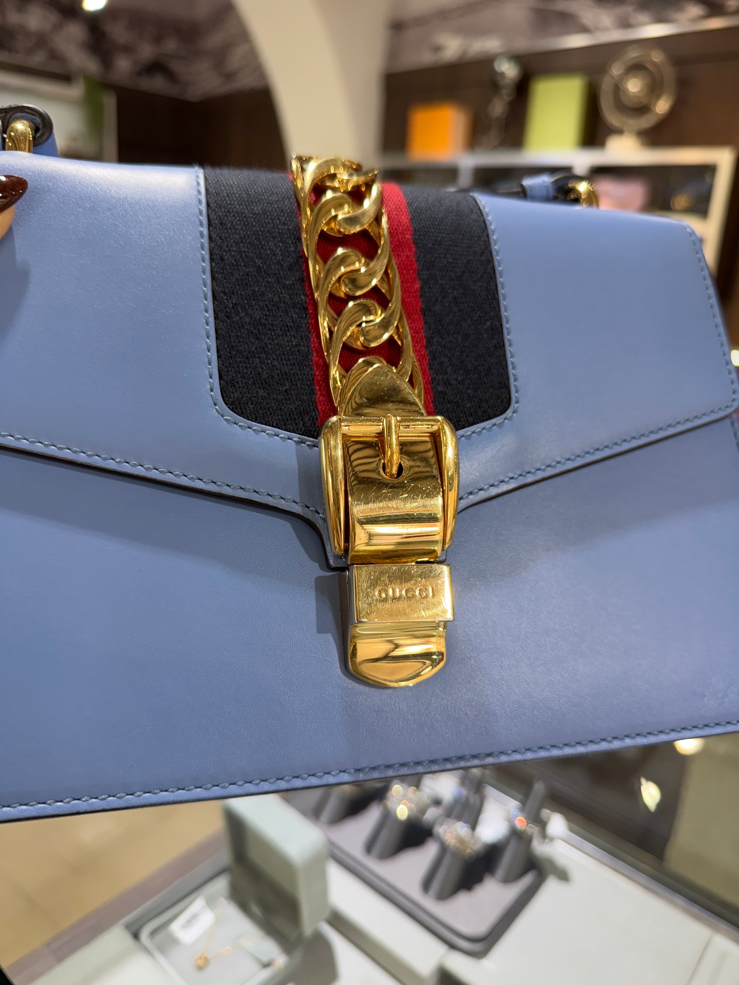 Pre-Owned GG Blue Sylvie Shoulder Bag