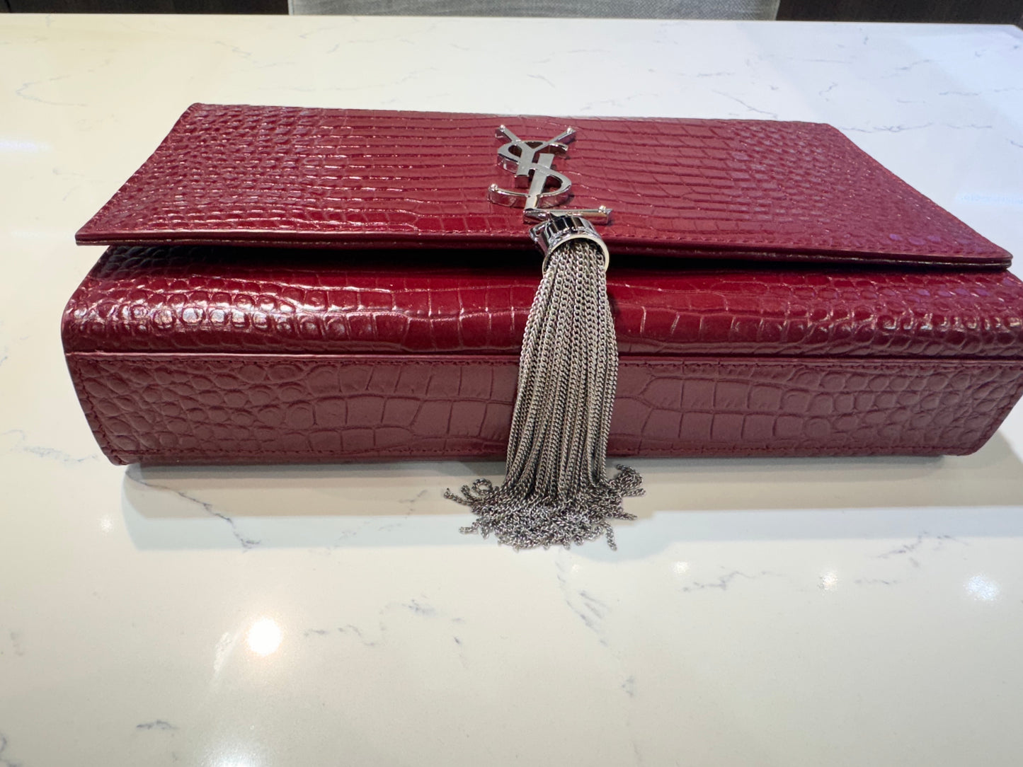 Saint Laurent Kate Medium Tassel In Crocodile