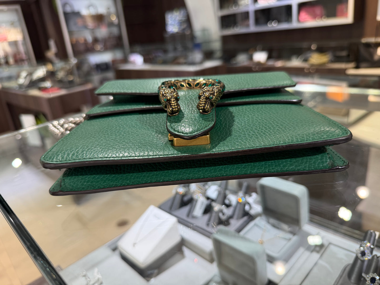 Pre-Owned GG Mini Dionysus Emerald Green Crystals Shoulder Bag
