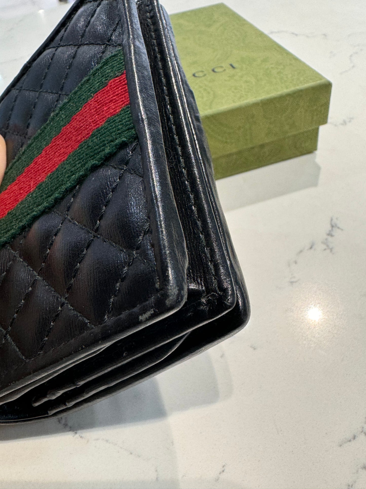 Gucci Web Accent Leather Wallet