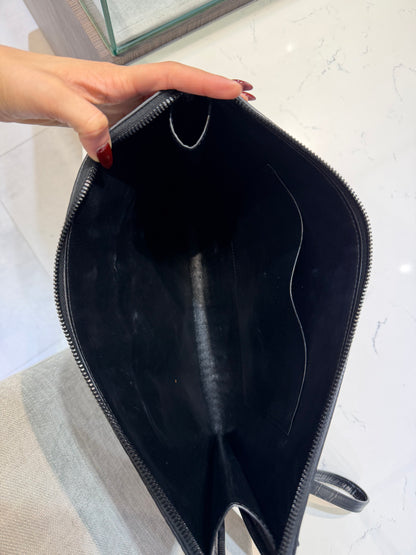Balenciaga Crocodile Embossed Clutch | Black