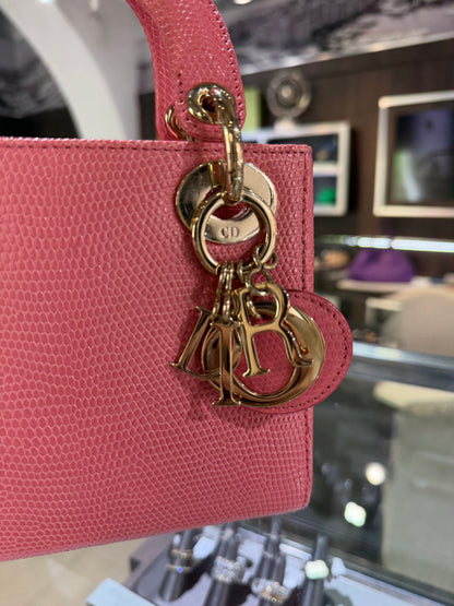 Pre-Owned CD Mini Lady Dior Pink Lizard