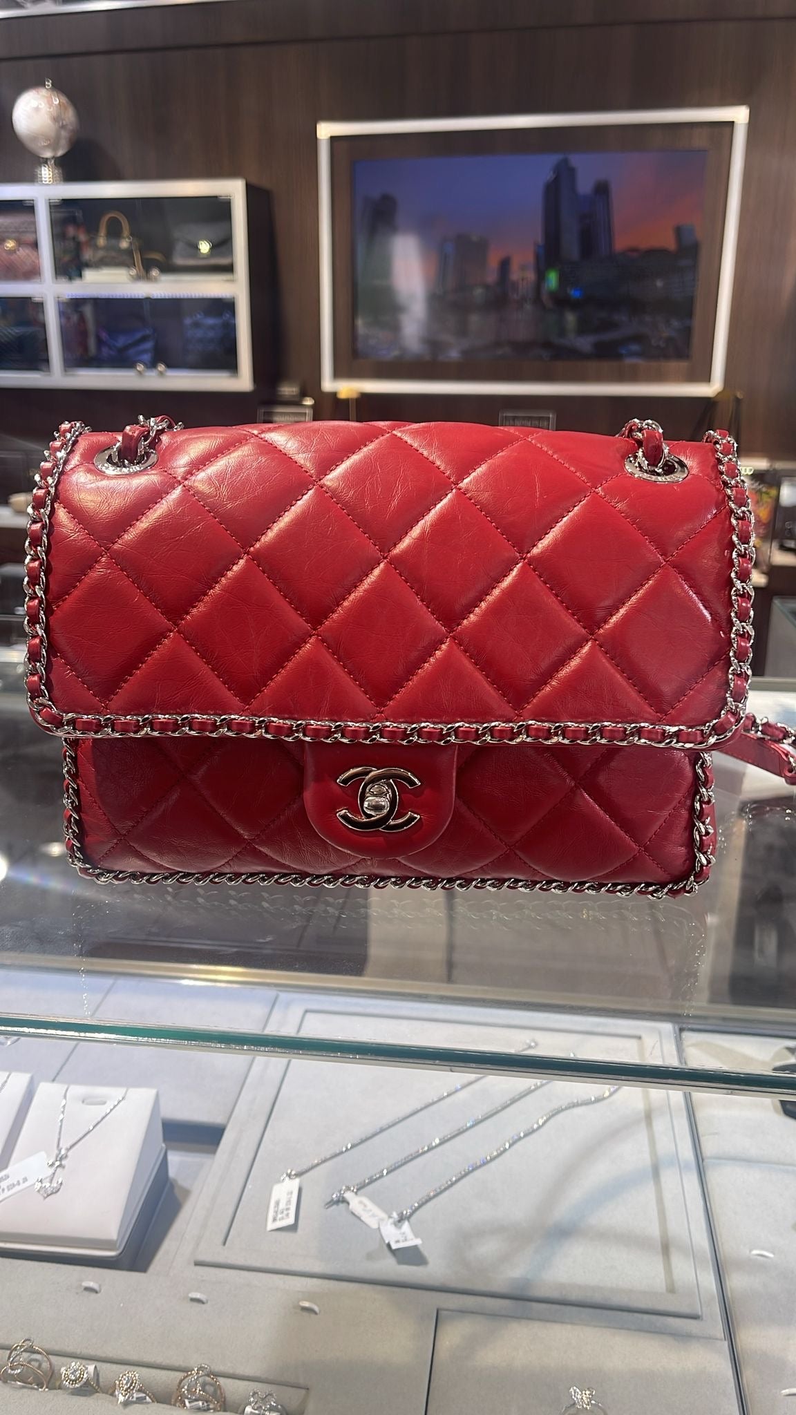 Chanel Crumpled Calfskin Medium Chain All Round Red