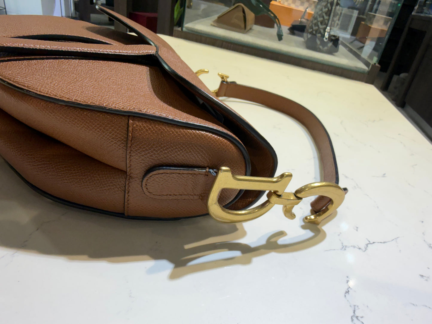 Pre-Owned CD Saddle Bag with Strap Golden Saddle