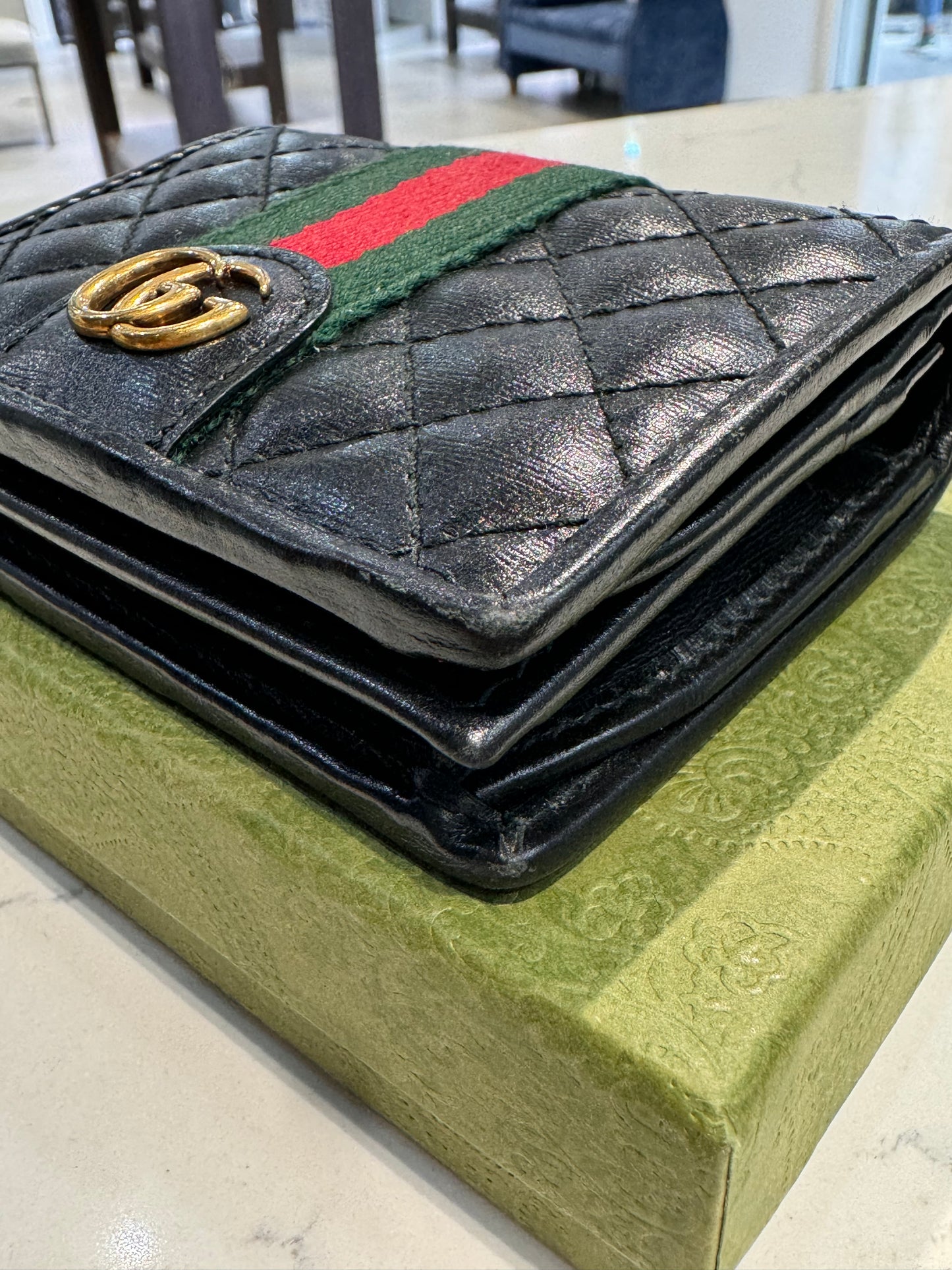 Gucci Web Accent Leather Wallet