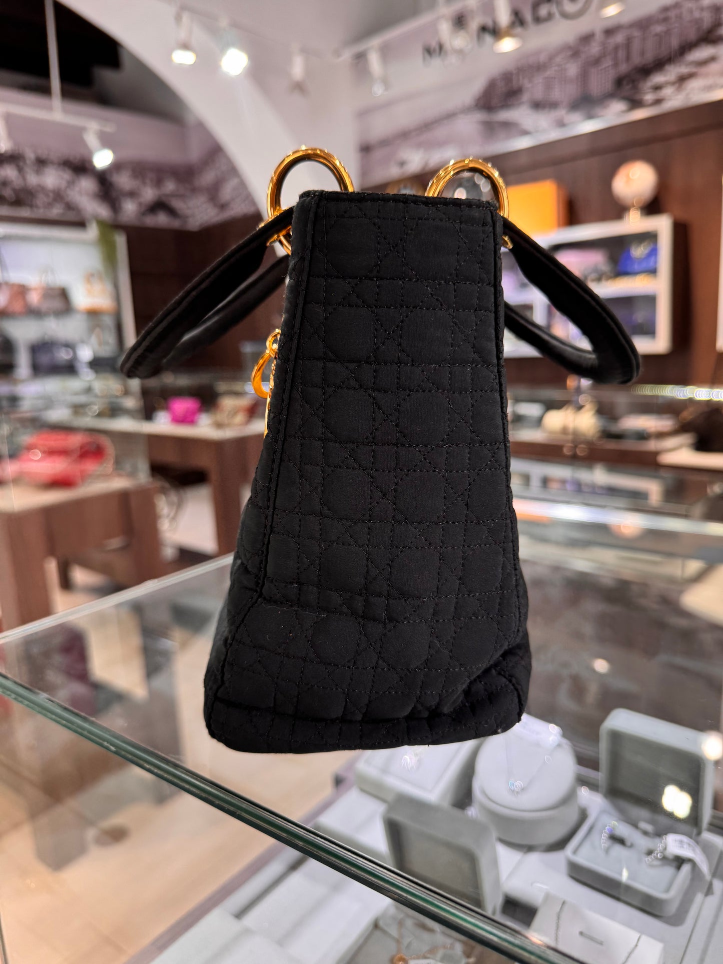 Christian Dior Medium Black Nylon Lady Dior