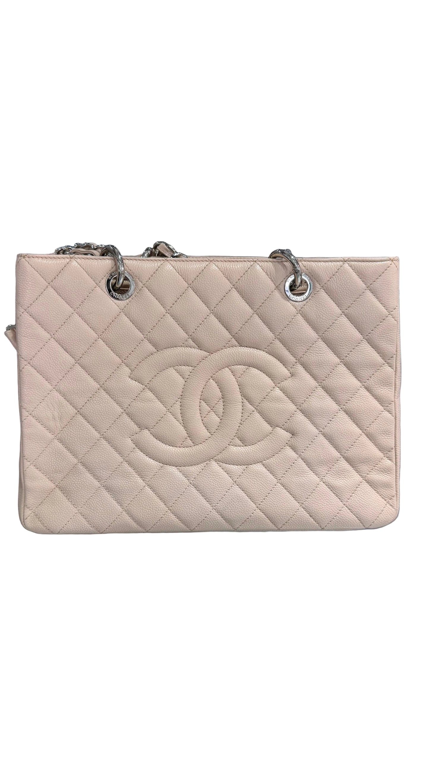 Pre-Owned CC Caviar Shopping Tote Light Pink Silver Hardware