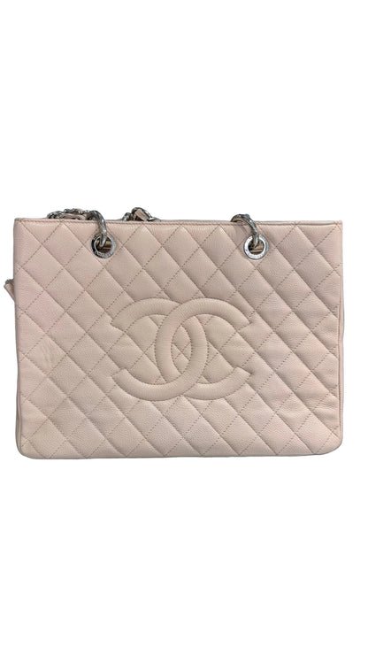 Pre-Owned CC Caviar Shopping Tote Light Pink Silver Hardware
