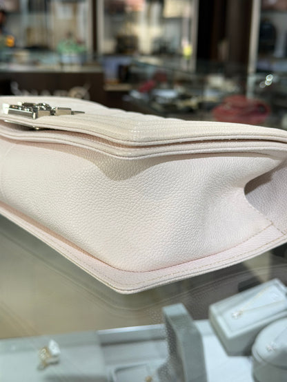 Chanel White Caviar Boy Bag