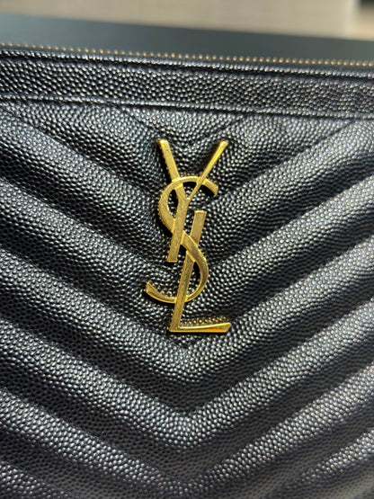 Pre-Owned YSL Cassandre Pouch In Grain de Poudre Leather