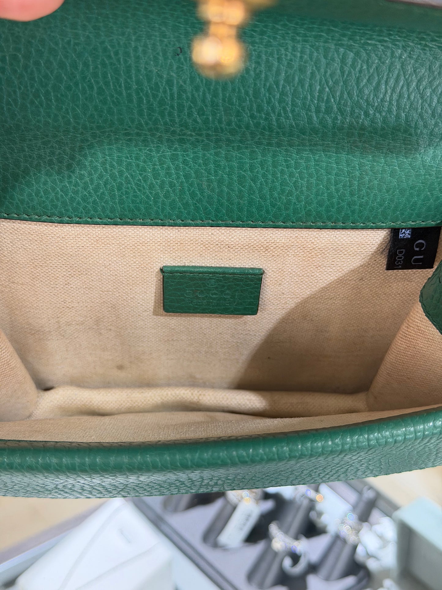 Pre-Owned GG Mini Dionysus Emerald Green Crystals Shoulder Bag