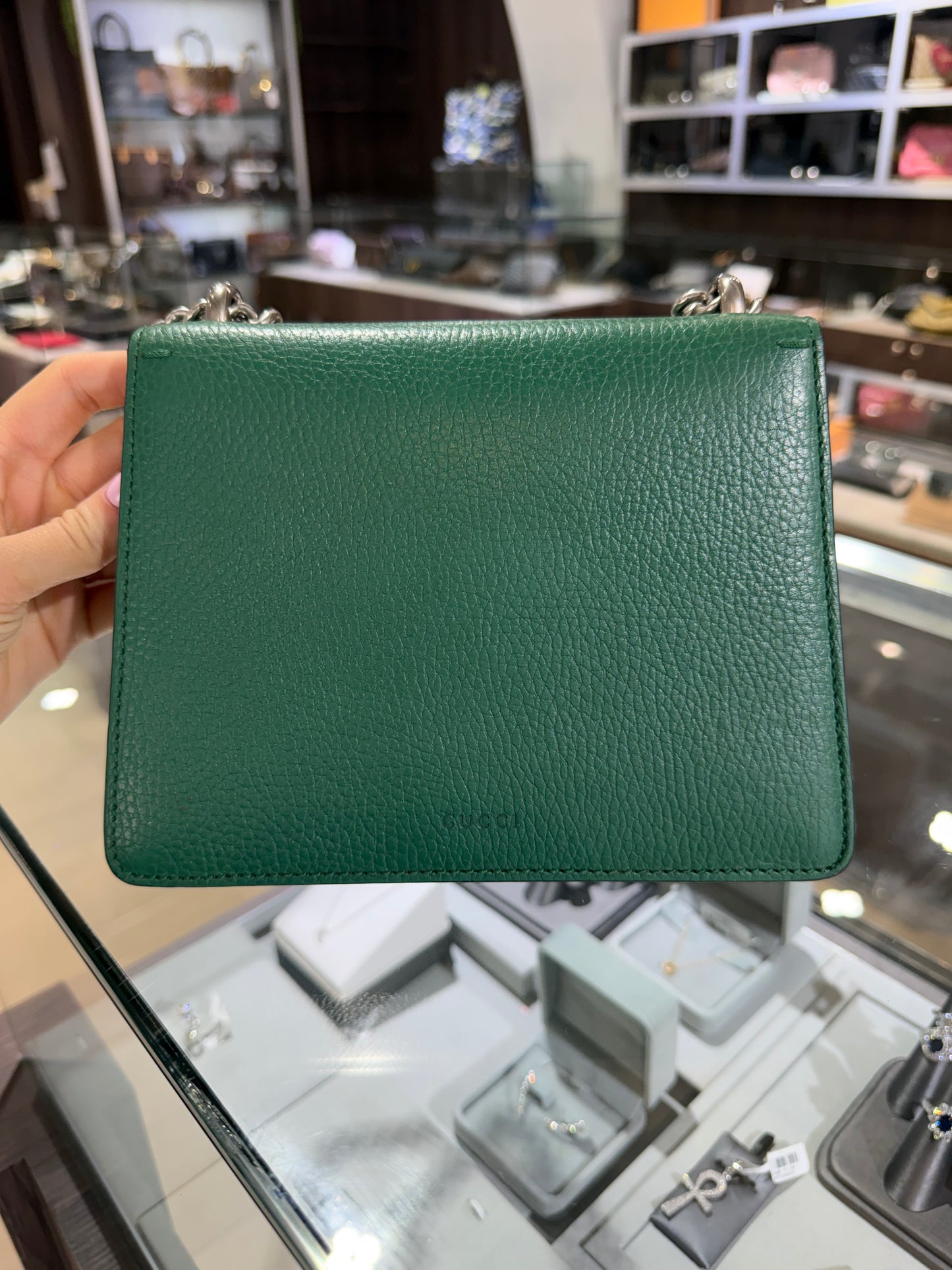 Pre-Owned GG Mini Dionysus Emerald Green Crystals Shoulder Bag