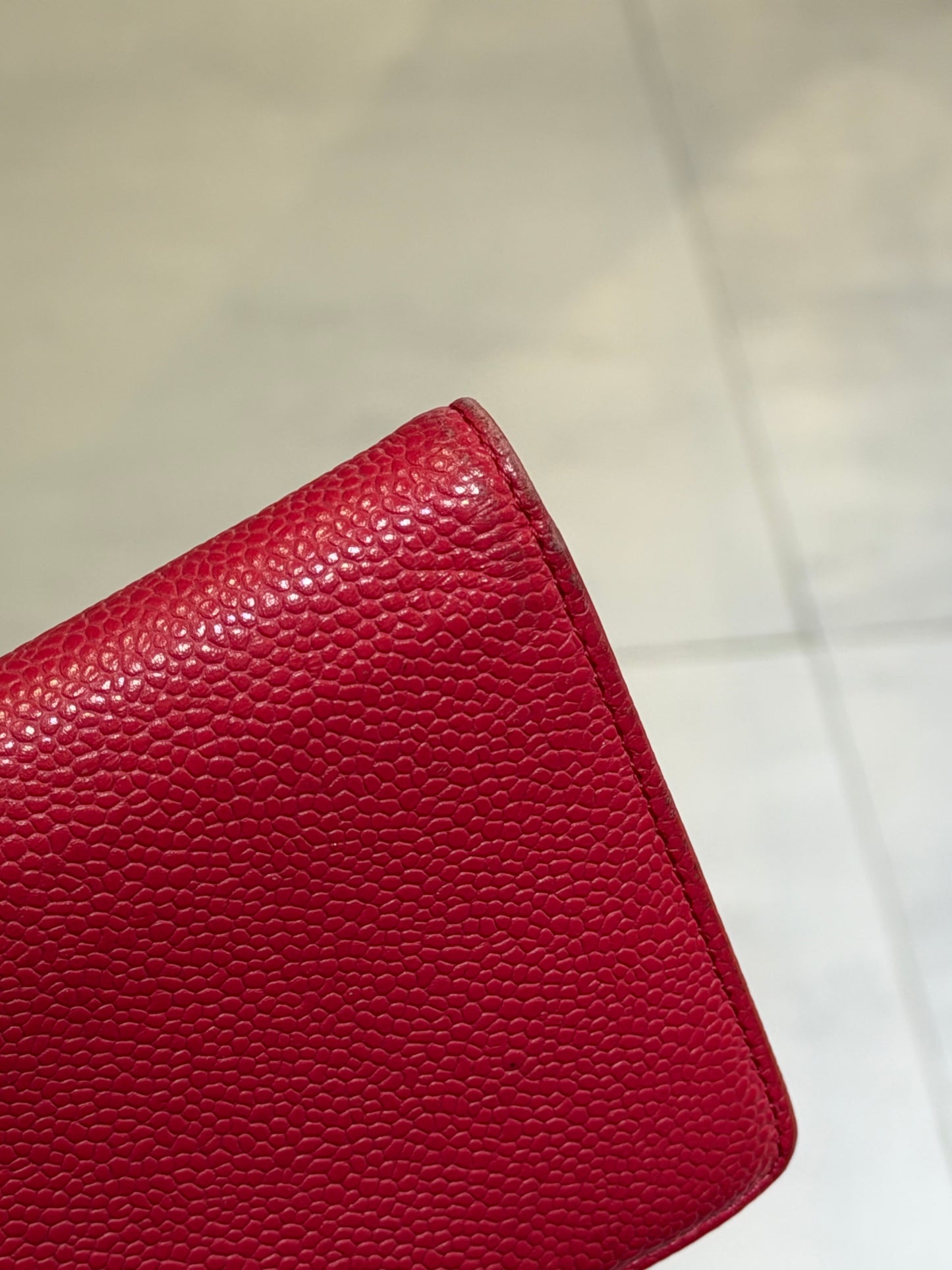 Pre-Owned CC Red Caviar Timeless Long Wallet